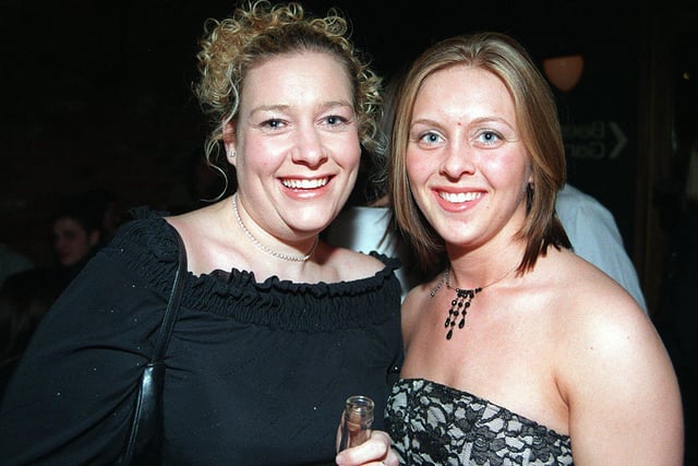 Amanda Stanley (left) and Sarah Howard enjoying a drink at the Varsity bar in 2003