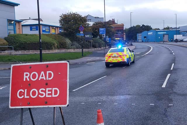 There is a heavy police presence on Penistone Road in Sheffield following a collision this morning (Photo: Alastair Ulke)