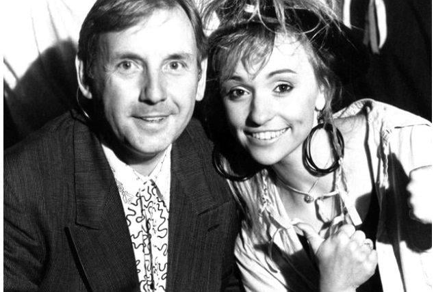 Pete Waterman and Michaela Strachan, stars of TV show The Hitman and Her, which they presented from Sheffield's Roxy nightclub in the late 1980s. Michaela is now better known as a TV wildlife presenter
