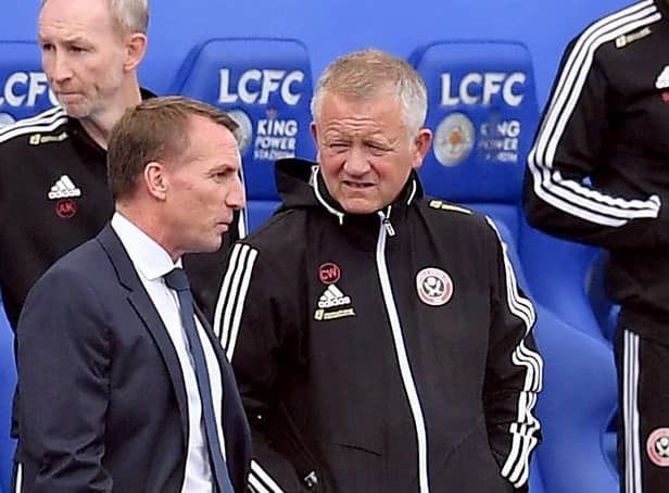 Leicester City manager Brendan Rodgers and Chris Wilder: Michael Regan/NMC Pool/PA Wire.