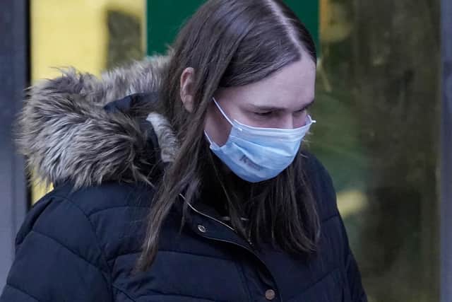 Pictured outside Sheffield Crown Court is Lorna Hewitt, aged 43, of Walkley Road, Walkley, Sheffield, who has denied falsely imprisoning and neglecting her 22-year-old son Matthew Langley in the attic of their home and neglecting him during a seven-month period.