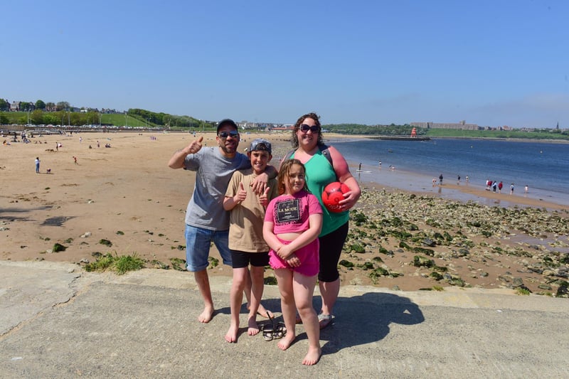 Tony and Jean Byrne, with son Finley (11) and daughter Faith (8)  of Trimdon, at South Shields on Bank Holiday Monday.