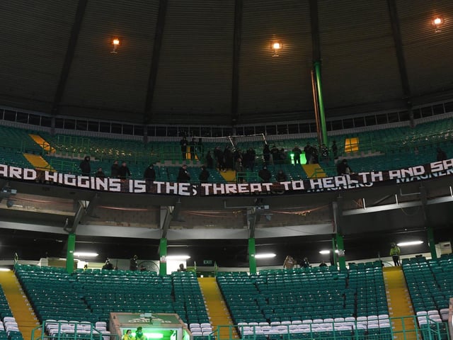 A group of Cetic fans staged a sit-in to protest against the possible appointment of Bernard Higgins into a top security role. Higgins is a former police commander and supporters are unhappy with his role in establishing the Offensive Behaviour at Football Act in 2012. (Various)