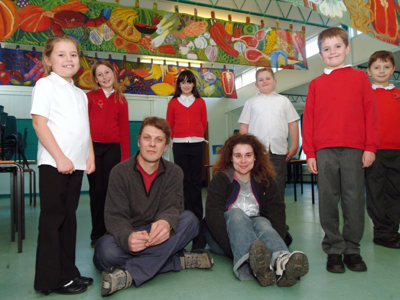 Pupils at Northfield Primary School joined artists Jonathan Annable and Emma Gladwin, of Contemporary Fine Arts in Kirkby, to create artwork for the school's dining room based on a healthy eating theme.