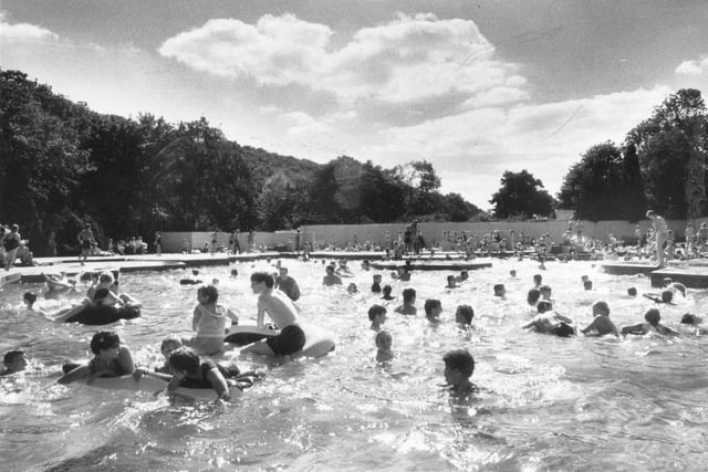Enjoying a swim in the lido at Millhouses Park, Sheffield, August 28, 1984