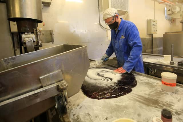 Simpkins sweet factory in Hillsboorugh, who have been manufacturing boiled sweets on the same site, using a lot of the same machinery, for 100 years this year. The boiling shop. Picture: Chris Etchells