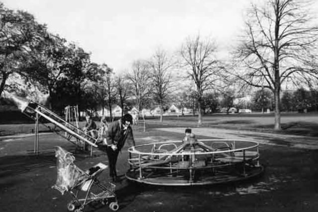 The playground in Hillsborough Park, Sheffield, in 1998