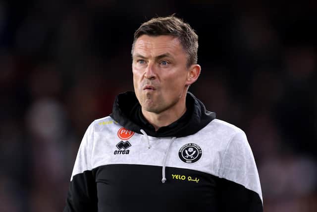 Paul Heckingbottom, manager of Sheffield United looks on (George Wood/Getty)