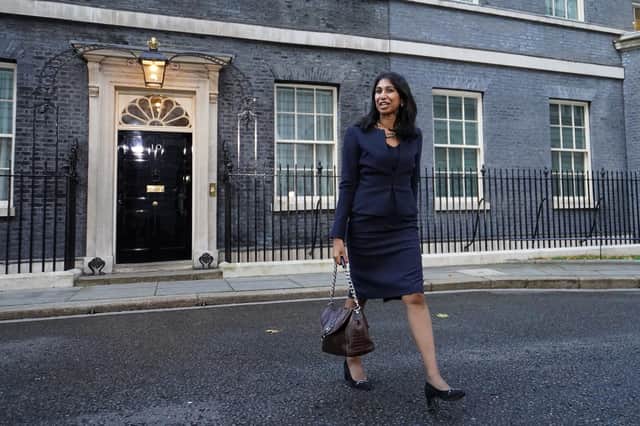 Suella Braverman who has been appointed as Home Secretary in Downing Street, London, by Rishi Sunak in his first Cabinet as Prime Minister.  Picture date: Tuesday October 25, 2022. PA Photo. See PA story POLITICS Tory. Photo credit should read: Stefan Rousseau/PA Wire 
