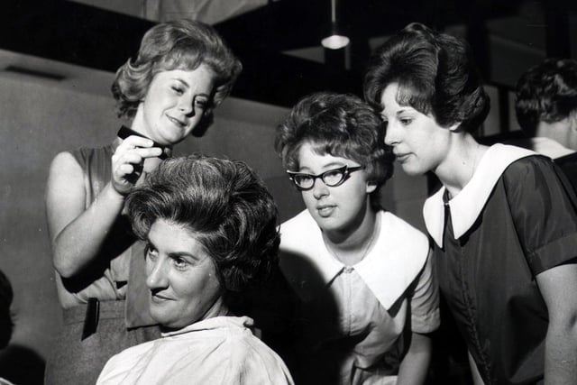 Ladies having their hair done at the Andre Bernard Salon, in Sheffield, in October 1962