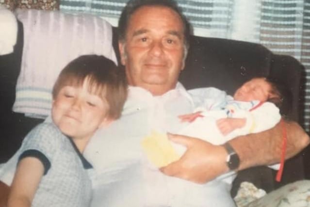 Lisa Willis says: "This is my dad Noel with my two kids. He never got to meet any of his four grandkids. Miss him so much. Happy Father's Day, dad. Love you. X."