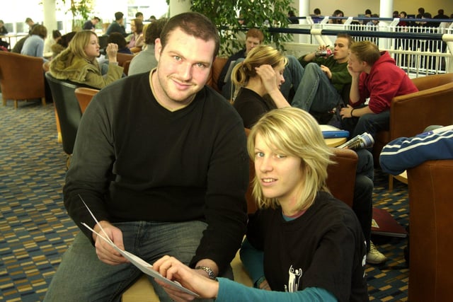 Pictured at the Sheffield University Students Union, Weston Bank, Sheffield, where Union President Dan Mitchell is seen with Caroline Hames the womens officer in 2003