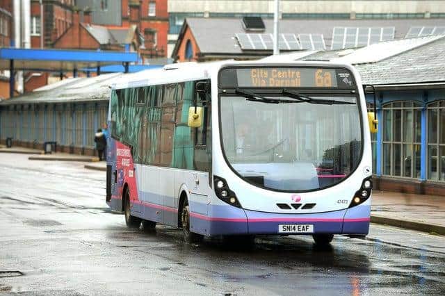A First South Yorkshire bus in Sheffield.