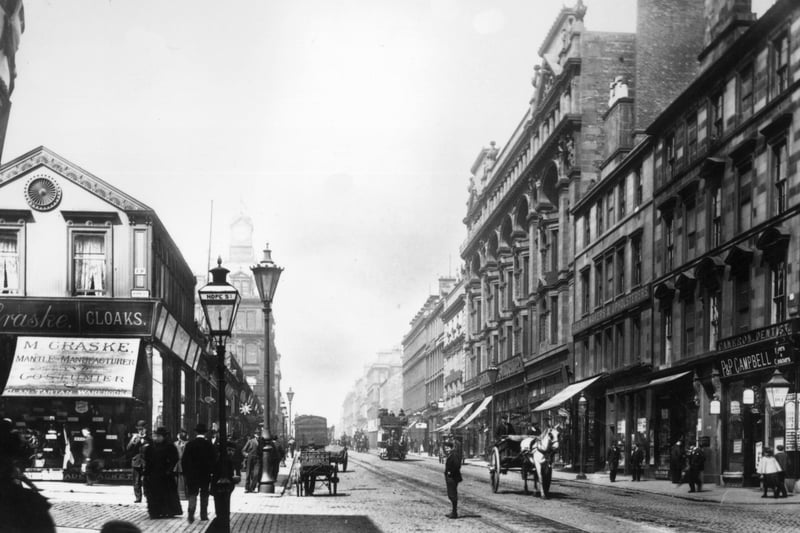 A view along Sauchiehall Street before the turn of the 20th century. 