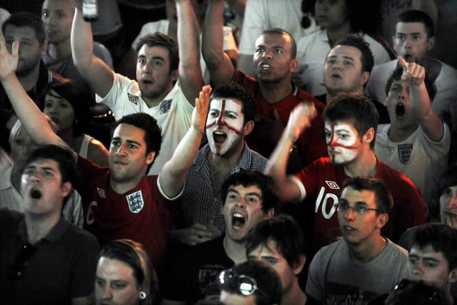 Fans watch England World Cup game against Germany in Walkabout Sheffield City Centre in 2010