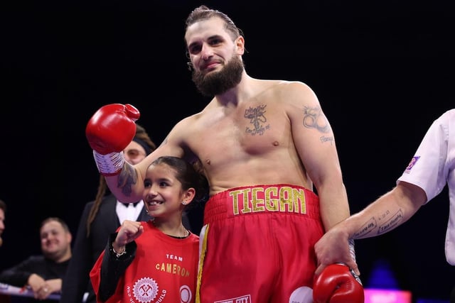 Manor boxer Liam Cameron celebrates with his daughter. Picture: Mark Robinson/Matchroom Boxing