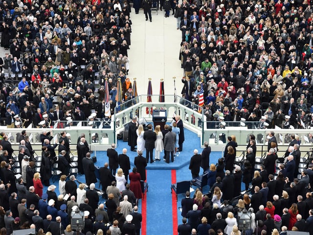 President-elect Donald Trump is sworn into office during the Inauguration on January 20, 2017 at the U.S. Capitol in Washington, D.C.