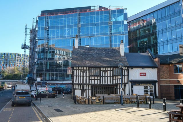 Sheffield's oldest residential building is dwarfed by its newest - £27m office Endeavour under construction on Sheaf Street, which BT is set to move 1,000 workers into.