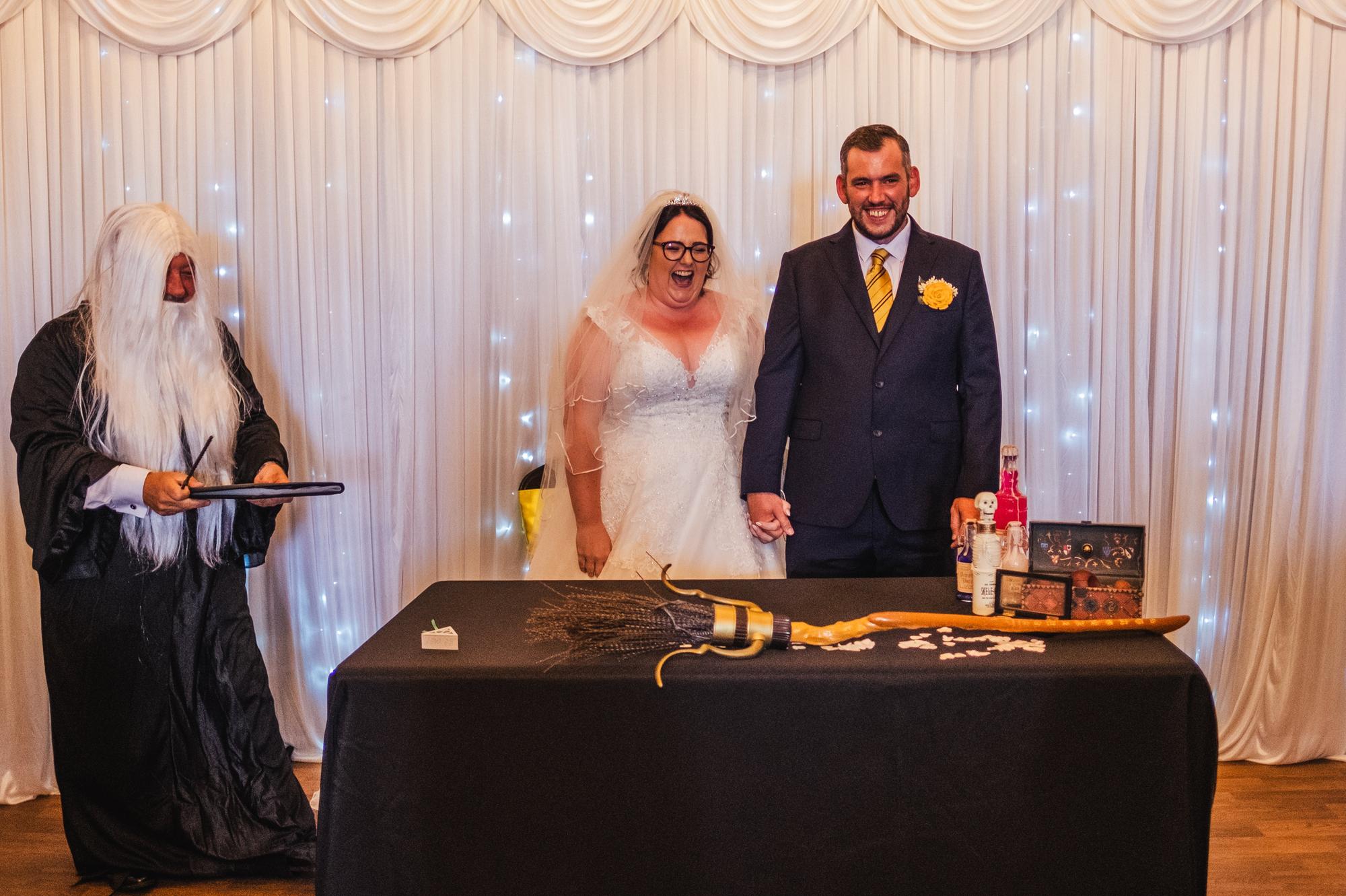 Albus Dumbledore turned up for Victoria and Christopher's wedding. Picture: Hayley Szczecinski/HS Photography