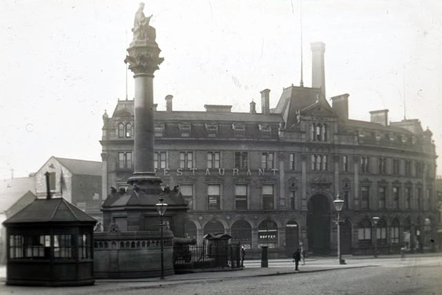 The Crimean War memorial was erected at the top of The Moor in 1863 in memory of Sheffield men killed in the Crimean War. It was taken down from the site in 1960.