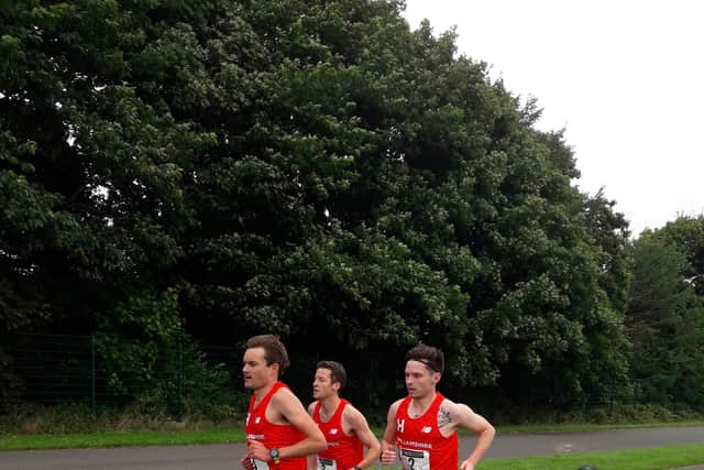 Hallamshire Harriers trio Connor Milnes,  Euan Brown and Jamie Hall set a new record.