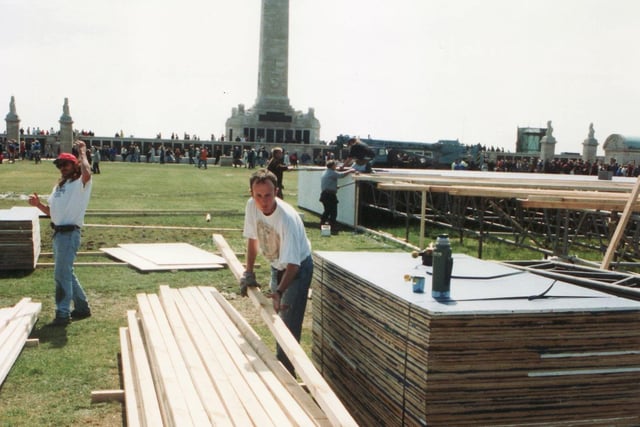 Construction work is carried out on Southsea Common in June 1994.
