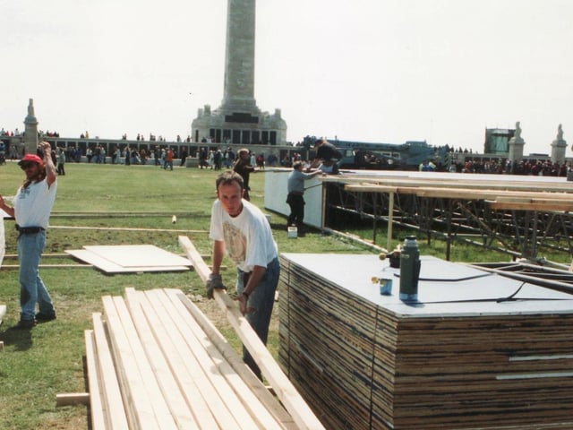 Construction work is carried out on Southsea Common in June 1994.