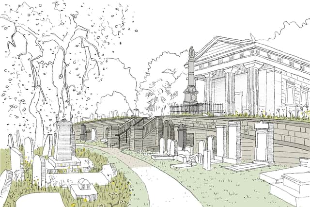 Artist's impression of the staircase from the Samuel Worth chapel. Project leader Claire Watts says, if the work is done right, it "won't be obvious" the council has done anything.