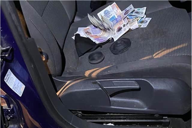 Cash found in a car during a police operation in Abbeydale, Sheffield