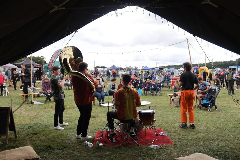 Dilutey Juice playing on the Acoustic stage at the 2021 Mighty Dub Fest at Alnwick on Sunday afternoon (August 1).