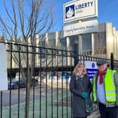 Councillors Julie Grocutt, deputy leader and representative for Stocksbridge and Upper Don ward, and Terry Fox, leader of Sheffield Council, outside Liberty Steel.