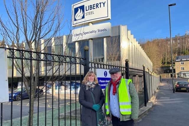 Councillors Julie Grocutt, deputy leader and representative for Stocksbridge and Upper Don ward, and Terry Fox, leader of Sheffield Council, outside Liberty Steel.