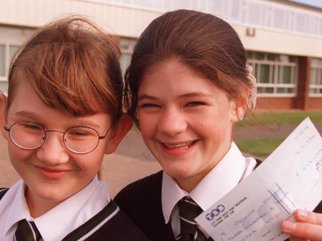 Becky Haywood, 12, and Clare O'Connor, 13, both from Adwick School raised more than £300 by doing a sponsored bike ride in 1997