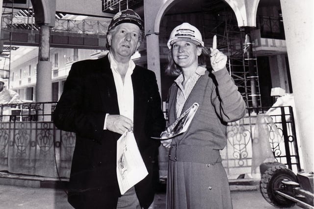 Keith Barron is shown around Meadowhall during its construction. 