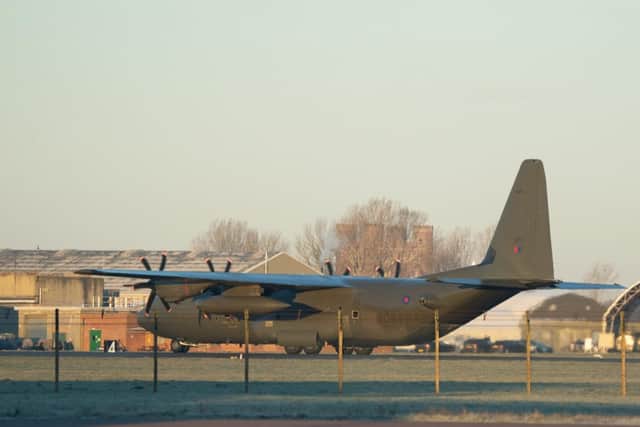 A Royal Saudi Air Force Lockheed VC-130H was heard soaring over Sheffield as aircraft arrived at RAF Coningsby in Lincolnshire ready for Exercise Cobra Warrior. Pictured is a file photo of another C-130 Hercules at RAF Coningsby. Photo: PA/Joe Giddens