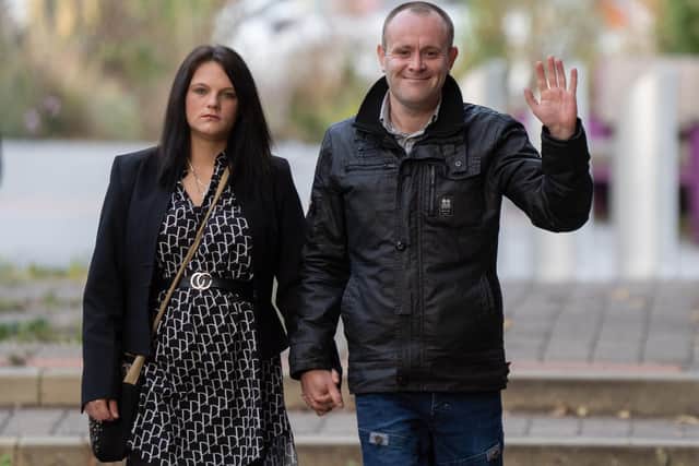 Abigail Ellis, 28, and Stephen Joynes, 36, arriving at Sheffield Crown Court for an earlier hearing (pic: SWNS)
