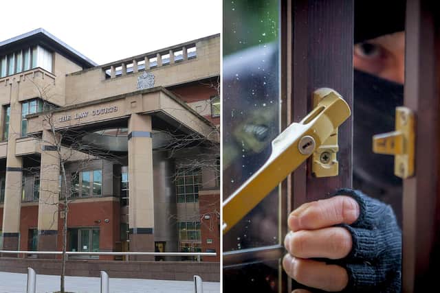 Sheffield Crown Court, pictured, has heard how a South Yorkshire burglar caused £4,500 of damage during a house break-in.