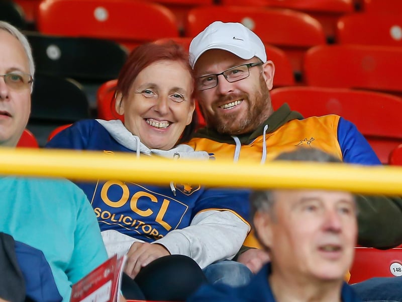 Mansfield fans at the Breyer Group Stadium for the match against Leyton Orient.