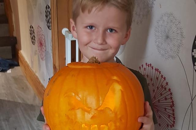 Stacey Louise Murray shared Archie and his pumpkin.