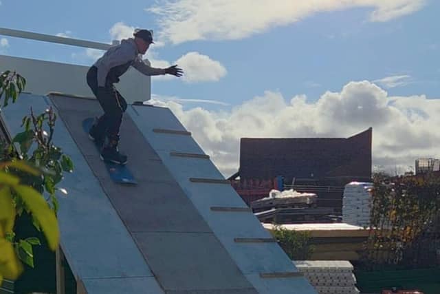 Temporary ski slope at Pinball Park