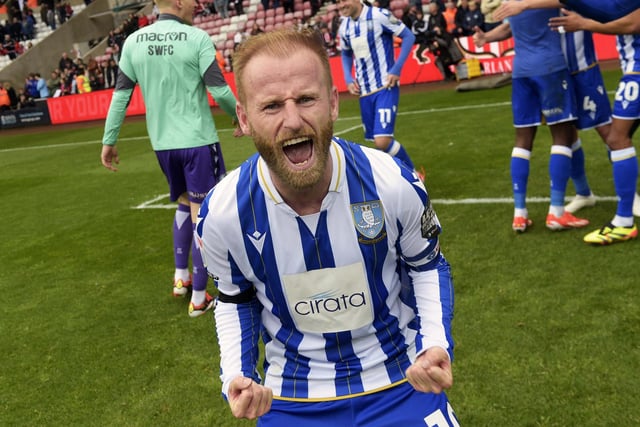 Owls celebrate staying up after a 2-0 win at the Stadium of Light.  Owls skipper Barry Bannan
