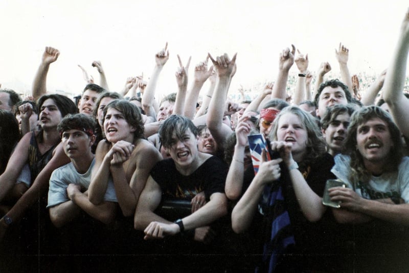 The crowd goes wild at the Def Leppard concert at Don Valley Stadium on June 6, 1993
