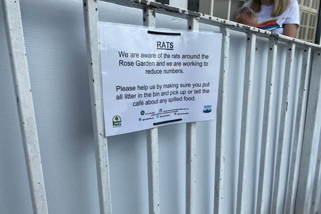 A sign was put up outside the cafe in Graves Park informing visitors of a rat problem in the park