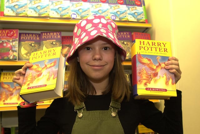 Twelve year old Eloise Charity of Fitzwalter Road, Norfolk Park,  was one of the early Harry Potter fans to get her hands on the latest book at W.H.Smiths in 2001