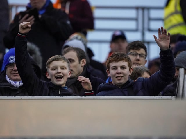 Young members of the Fratton faithful at Gillingham on New Year's Day