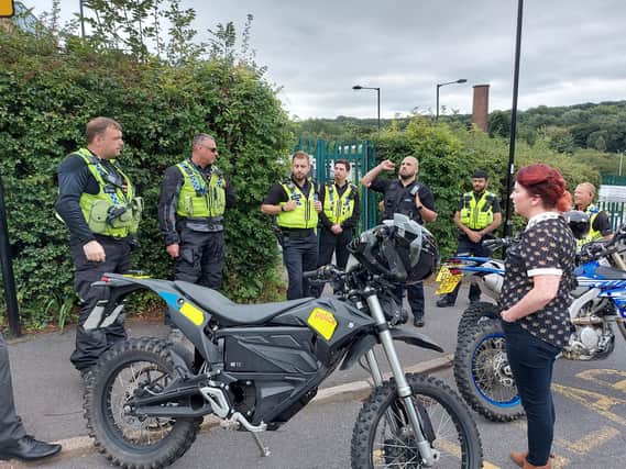 Sheffield Heeley MP Louise Haigh with the off road biking team from South Yorkshire Police