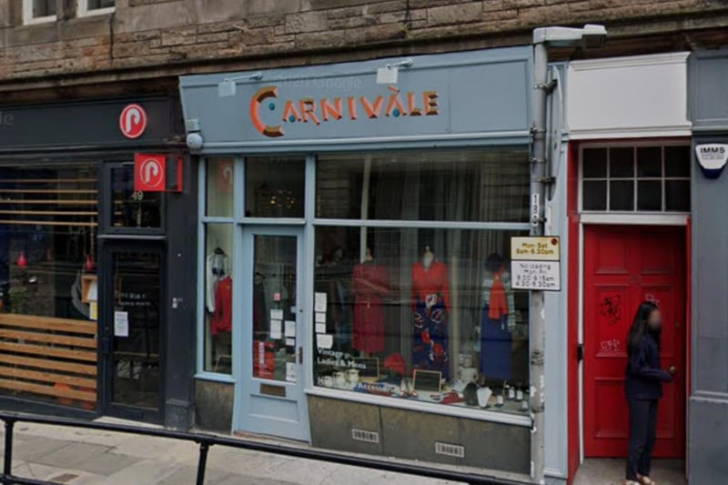 On Edinburgh's Bread Street, Carnivàle Vintage is an upmarket boutique specialising in clothing from the 1940s to the 1970s, along with vintage accessories, jewellery and furniture.