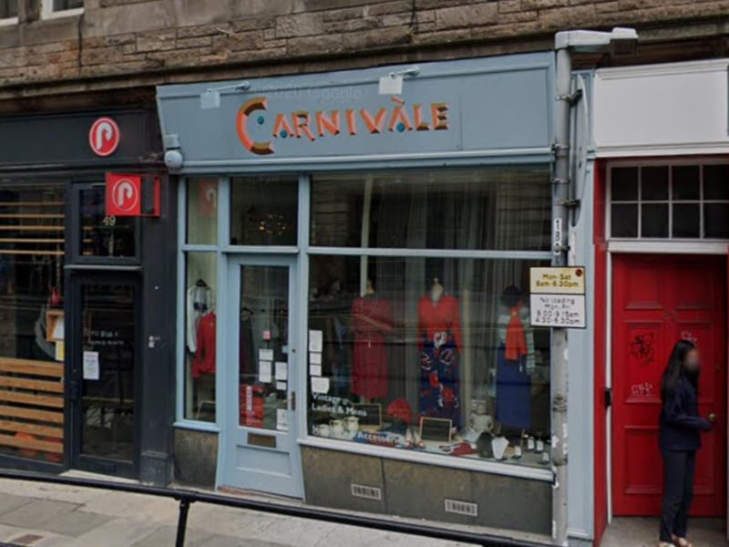 On Edinburgh's Bread Street, Carnivàle Vintage is an upmarket boutique specialising in clothing from the 1940s to the 1970s, along with vintage accessories, jewellery and furniture.