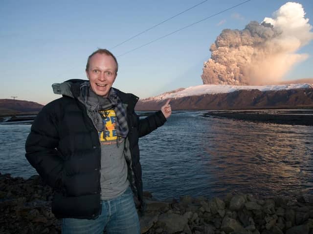 PRESSURE: Nick at the eruption of Iceland's Eyjafjallajökull volcano in 2010