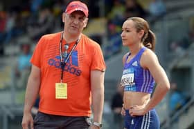 Great Britain's Jessica Ennis-Hill with her now-disgraced coach Toni Minichiello during day one of the Hypo-Meeting at the Mosle Stadion, Gotzis, Austria. Photo by Adam Davy/PA Wire